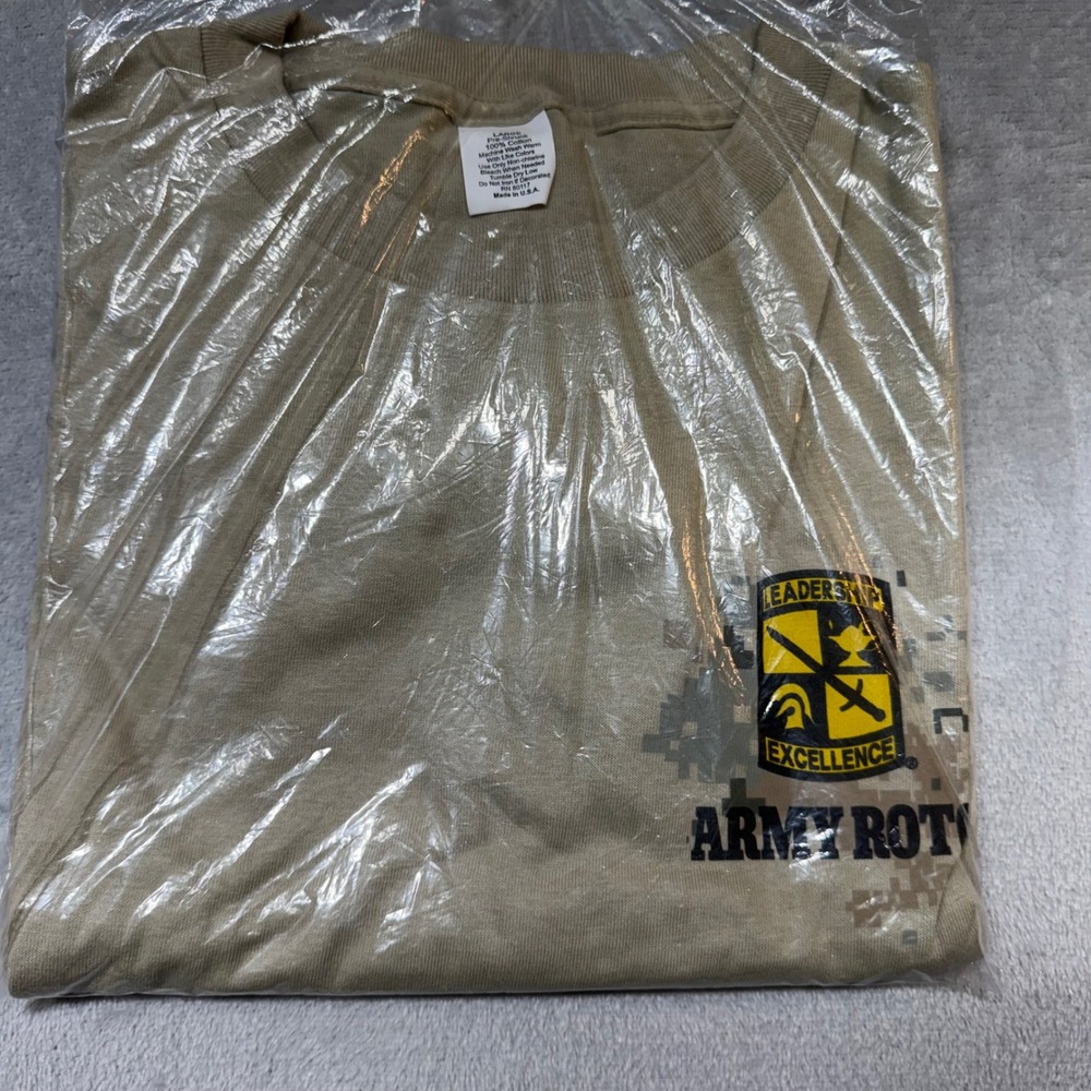 Vintage Army ROTC T Shirt Large Tan 100% Cotton Military USA 2000s